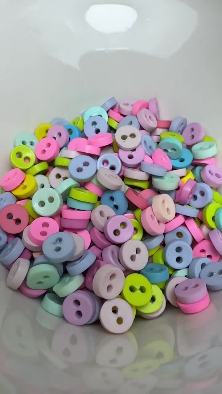 100 Pcs Tiny Buttons Micro Buttons 2 Holes Size 6mm Mix red with mix pastel  colors