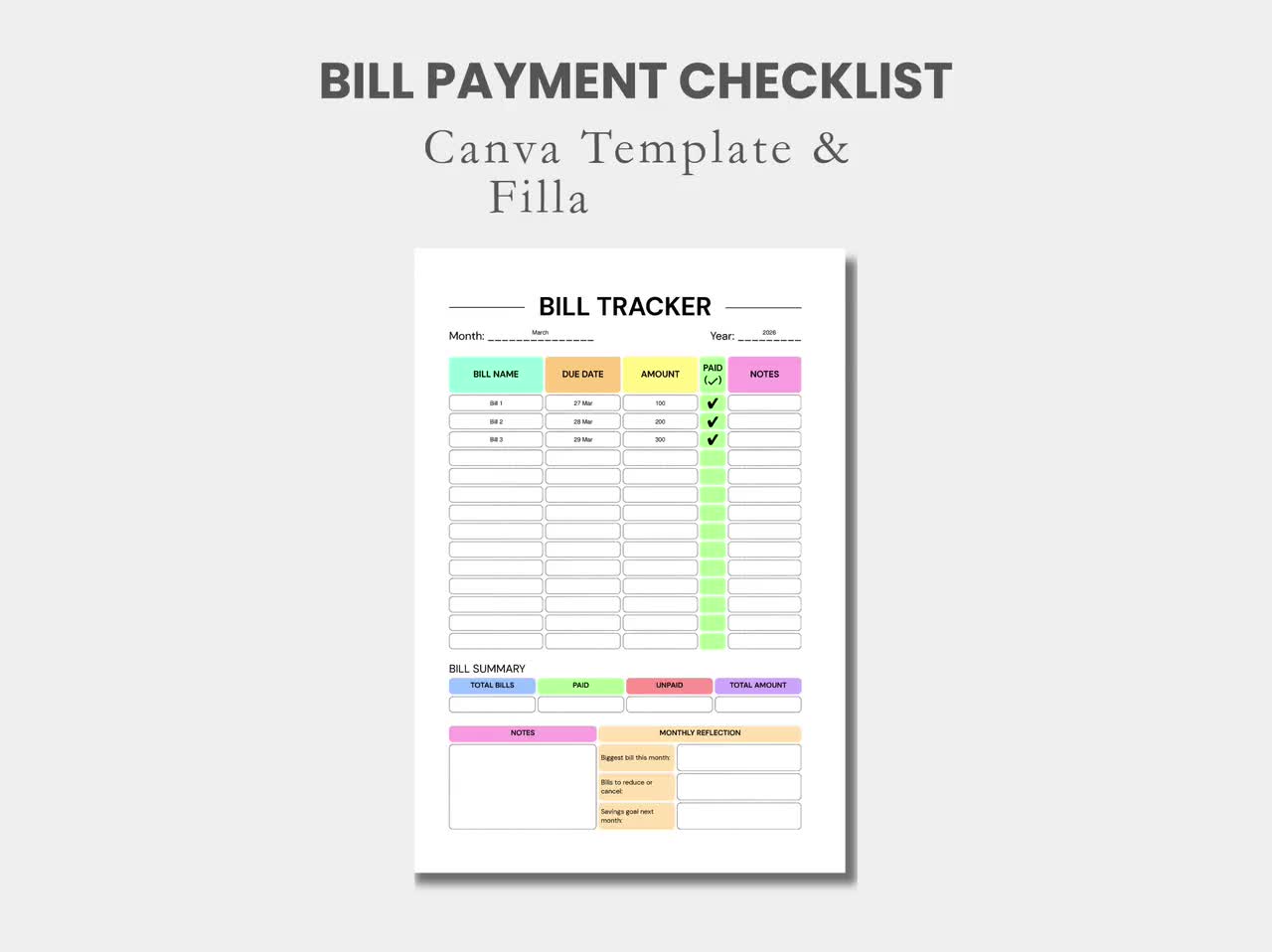 Rastreador de pagos de facturas PDF editable Organizador de facturas Canva Lista de verificación de pago de facturas editable Registro de facturas Diario de seguimiento de pagos de servicios públicos imprimible PDF video poster