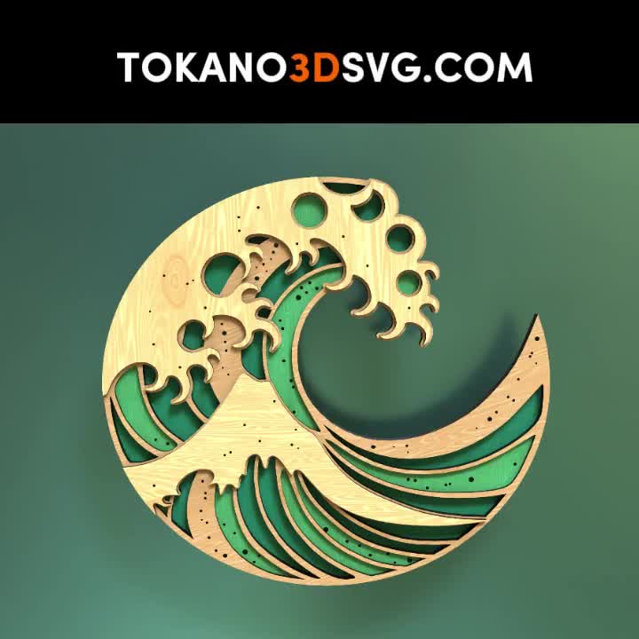 Great Wave Laser Cut File | Layered Japanese Wave SVG | Multilayer
