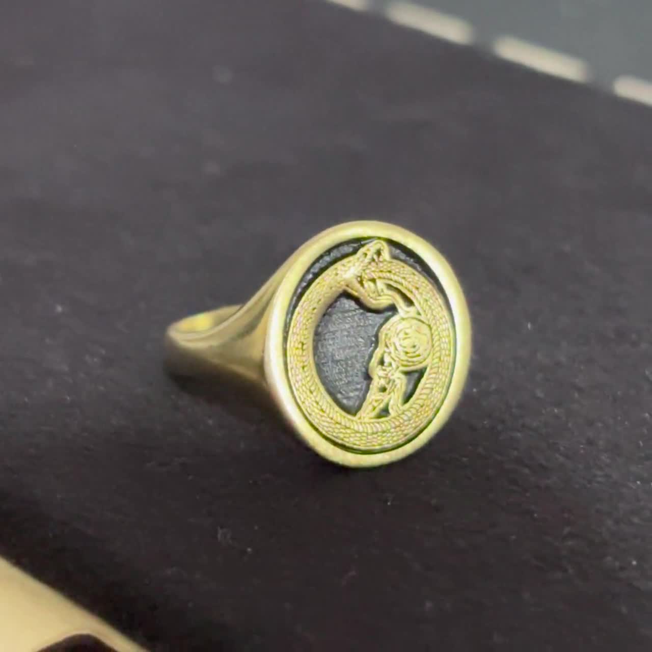 Sisyphus Ouroboros Ring, Greek Mythology Signet Ring Woman, Snake