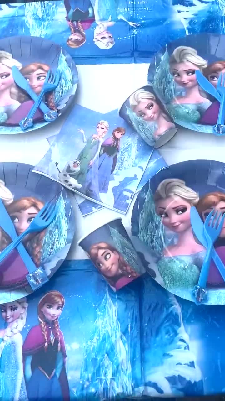 Frozen Elsa Anna Birthday Party Supplies Set, Ice Snow Tableware Cups Banner video poster
