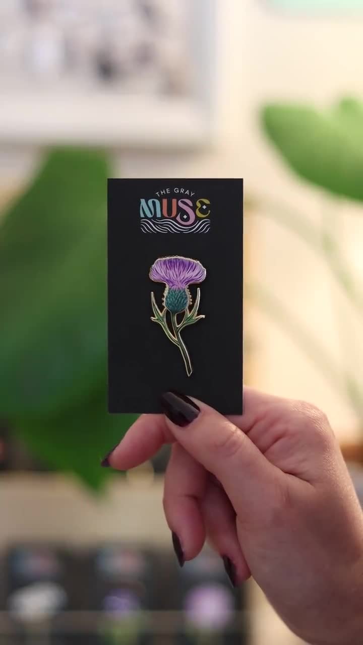アザミの花のエナメルピン、スコットランドの国花ジュエリーギフト