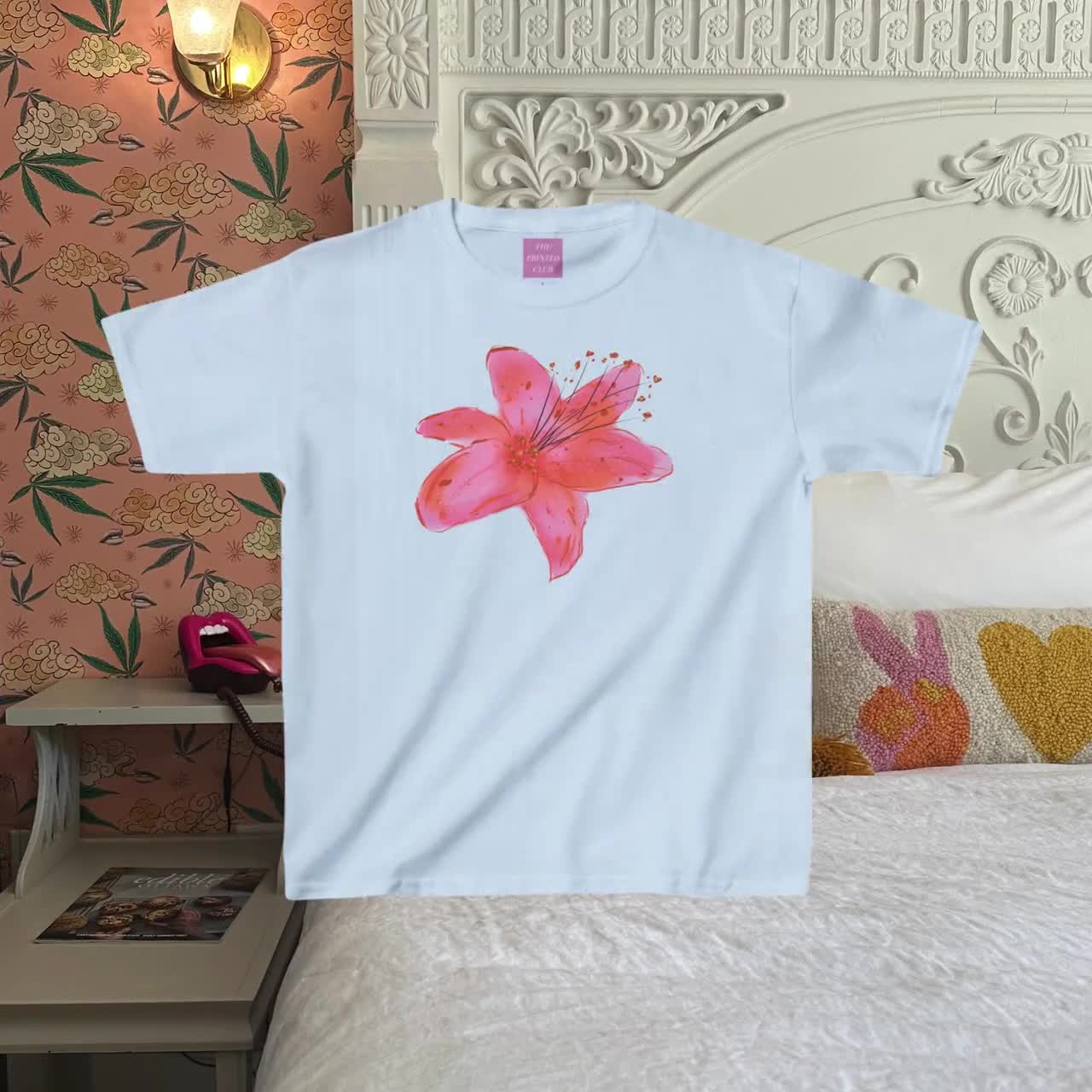 Lilly Baby Tee Graphic Baby Tee Floral Graphic Print Baby Tee