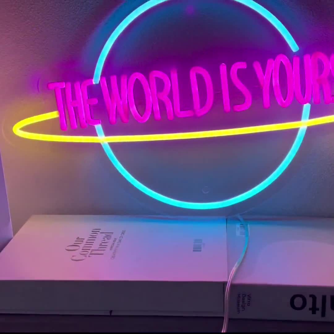 Moodlion The World Is Yours Neon Sign, Neon Signs for Wall Decor