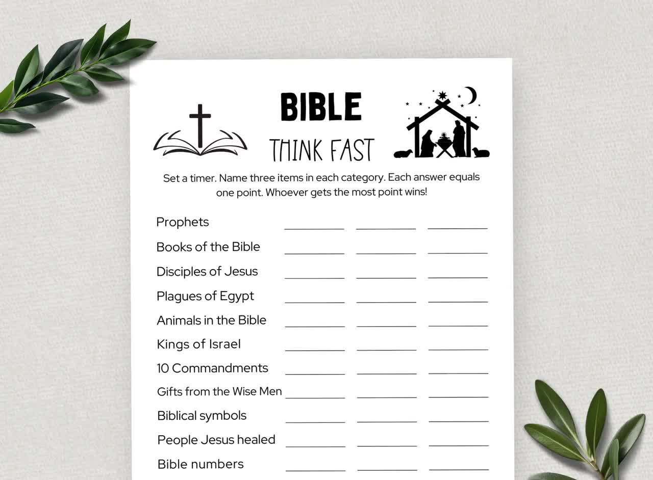 printable bible think quick, bible games, fun christian youth group game, think quick game, sunday school, church study activity