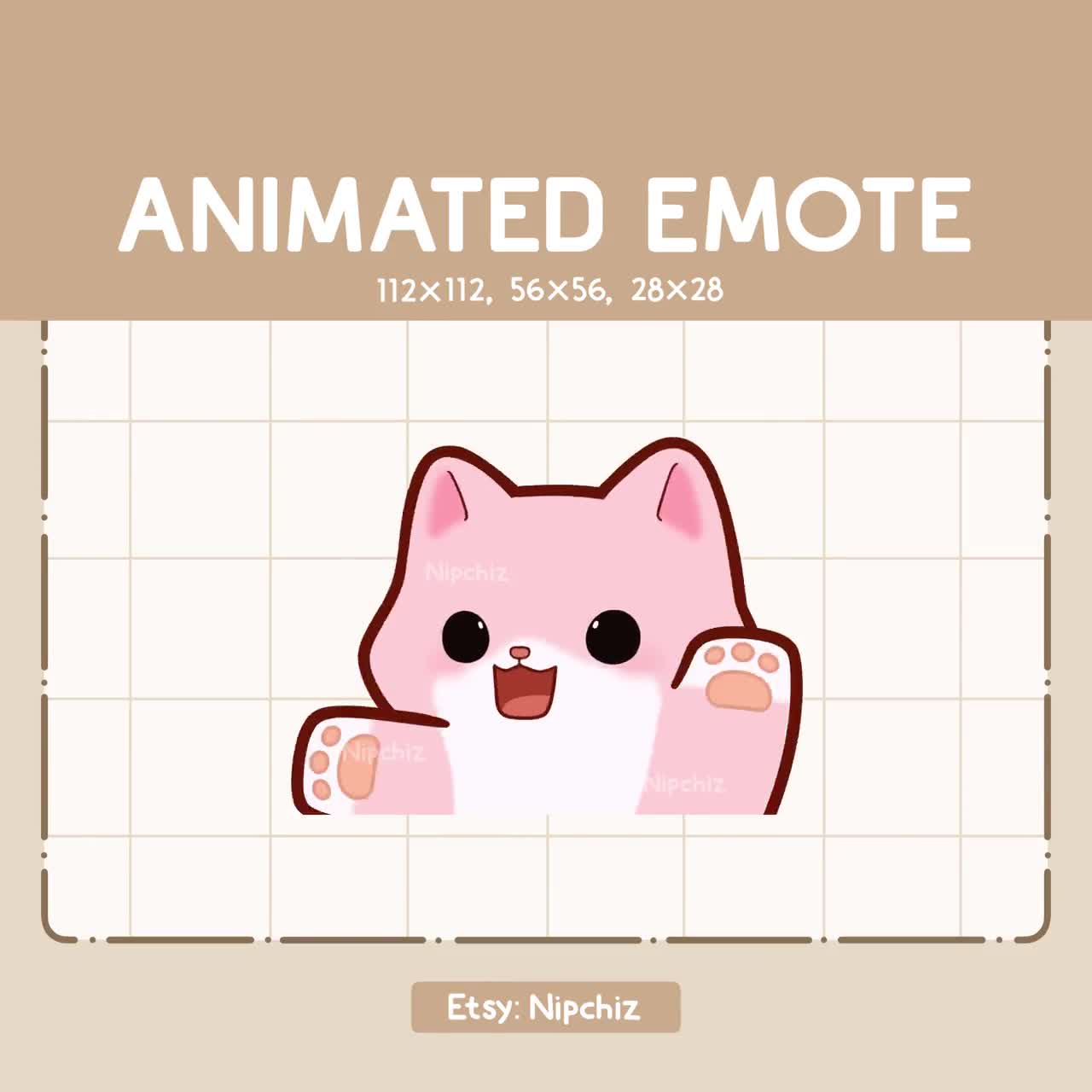 Animated Emote Cute Cheerful Pink Cat Dancing / Adorable Chibi