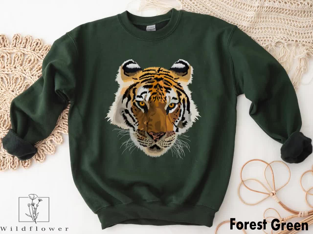 Tiger Sweatshirt Tiger Crewneck Tiger Shirt Animal Print 