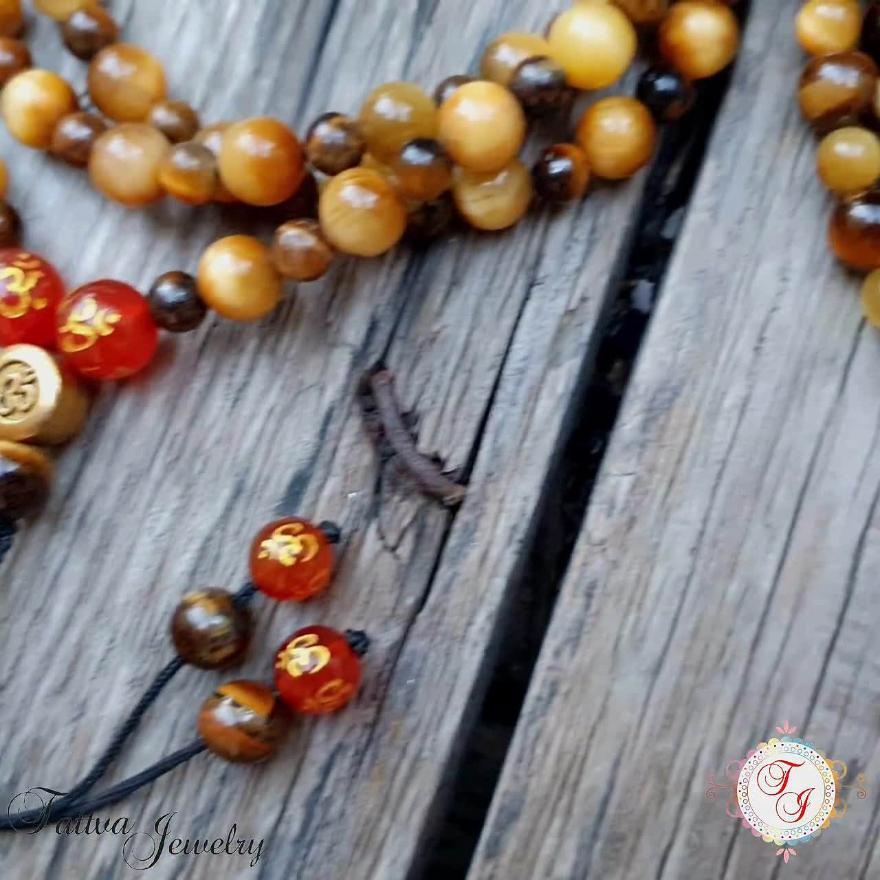 Occhio Di Tigre Tibetano Collana Mala Tibetana 108 Perline - In Occhio Di Tigre Multicolore, Per Meditazione, Hand Made Collana Preghiera Hand Made - Foto 3