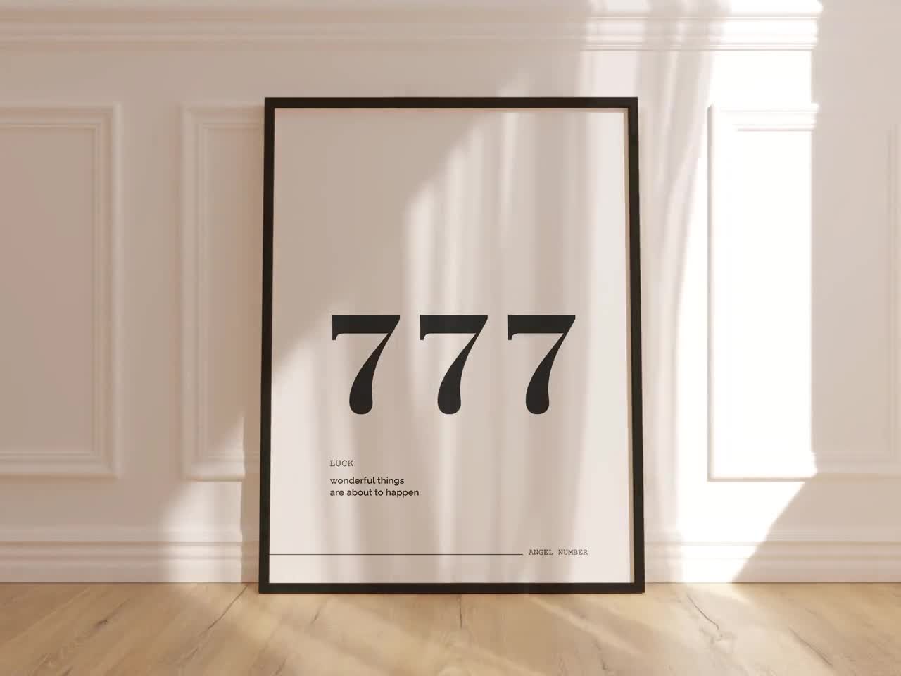 777 Wall Art Print • Lucky Angel Number Guide, Angel No. 777