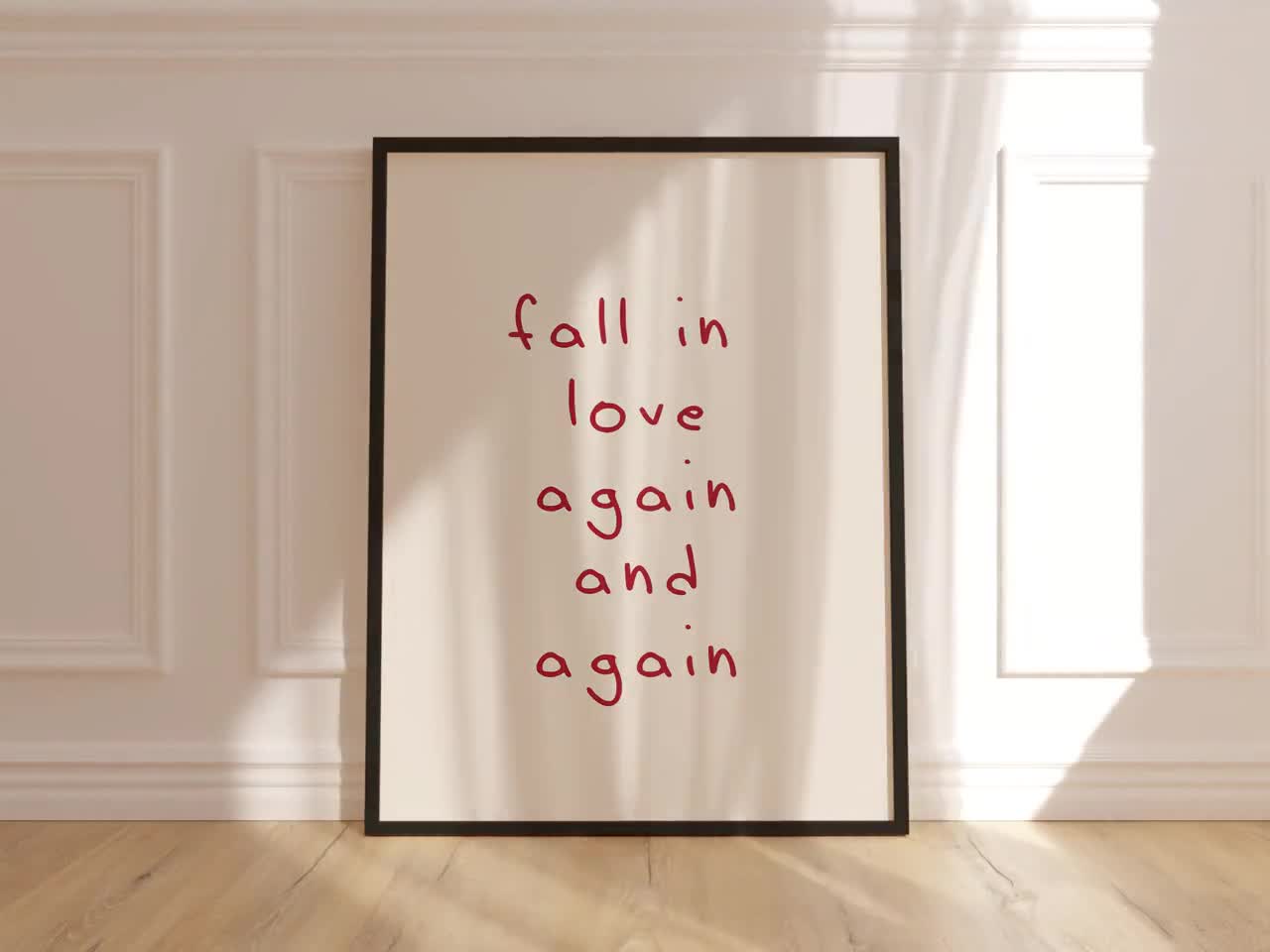 Fall in Love Again and Again Wall Art: Romantic Lyric Poster