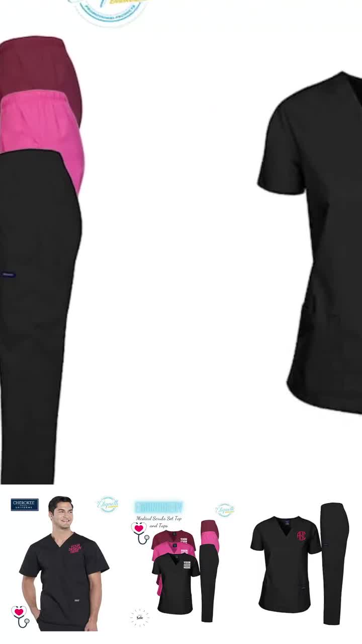 Custom Jogger Pant Uniforms Scrubs Short Sleeve Zipper Front