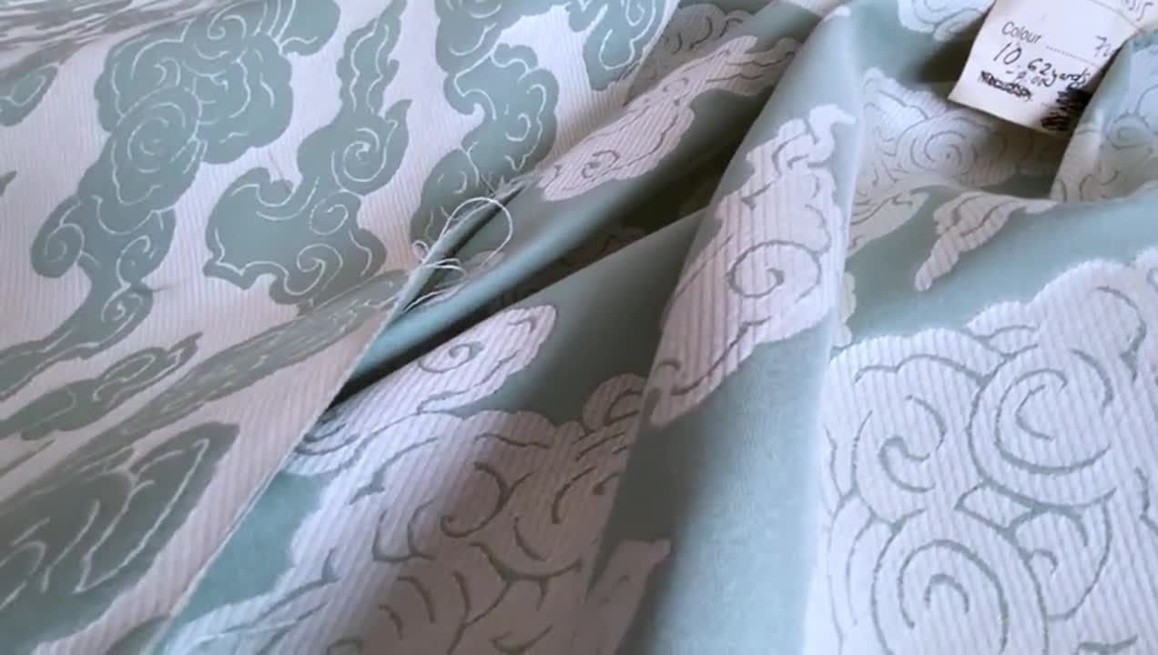 Retailer By Yard Lee Jofa GP&J Baker Clouds Aqua Reversible Damask MSRP 148/Y