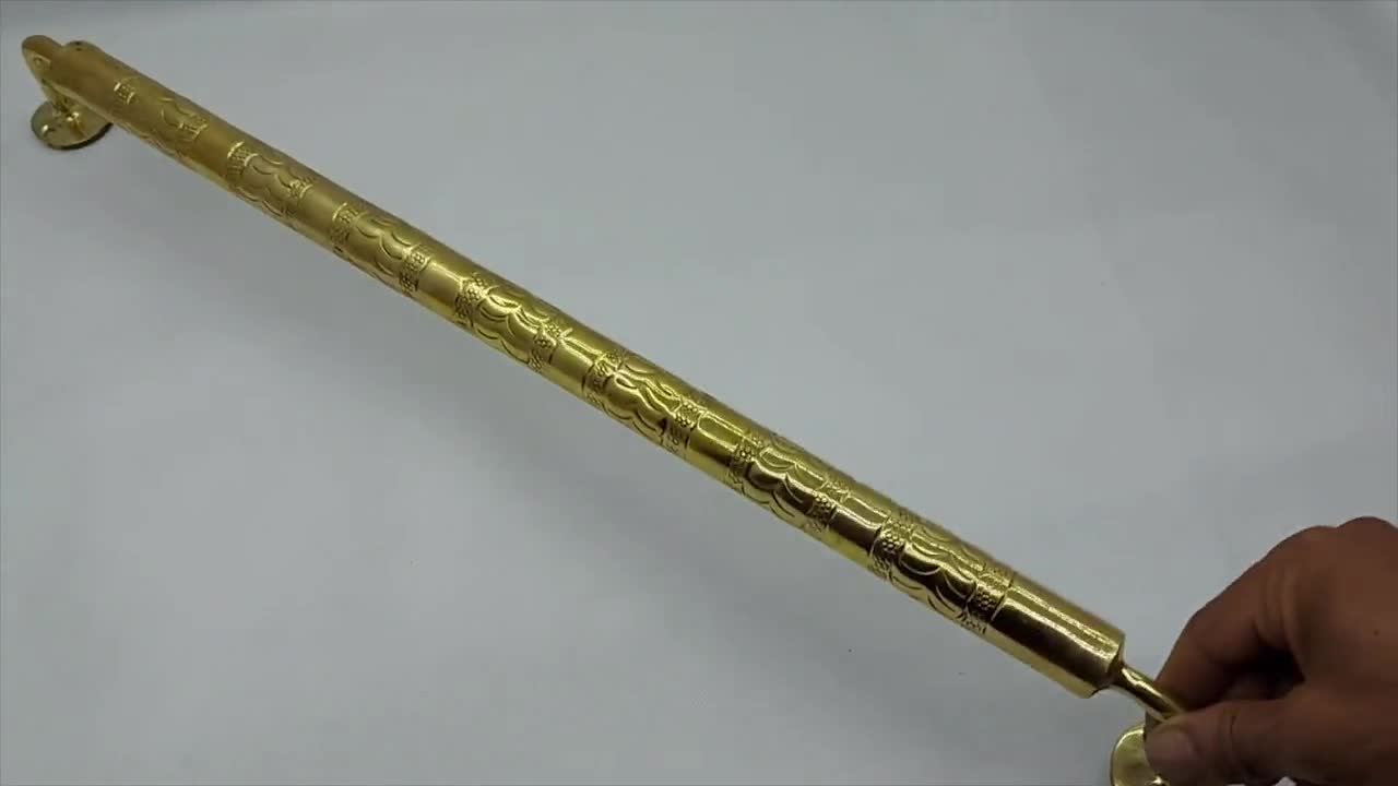 Engraved Brass Towel Bar for Bathroom Moroccan Handmade Towel Rod 