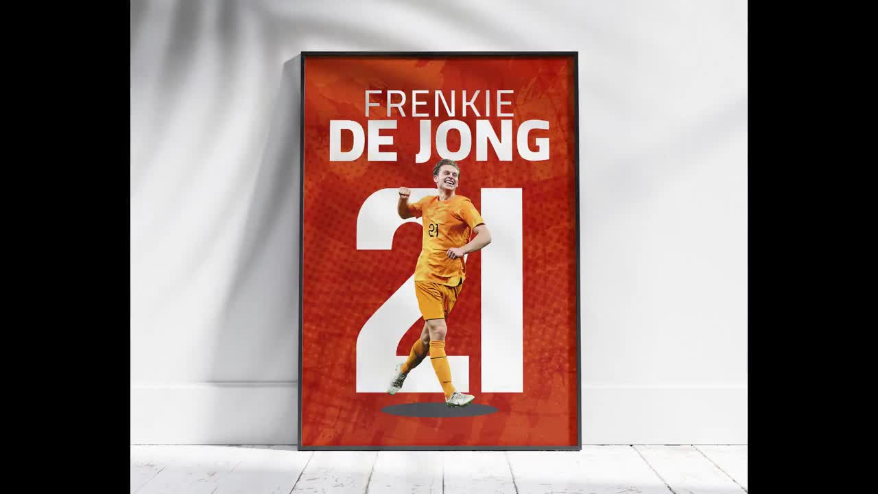 サッカーポスター フレンキー・デ・ヨングのイラスト、デジタルサッカーポスター