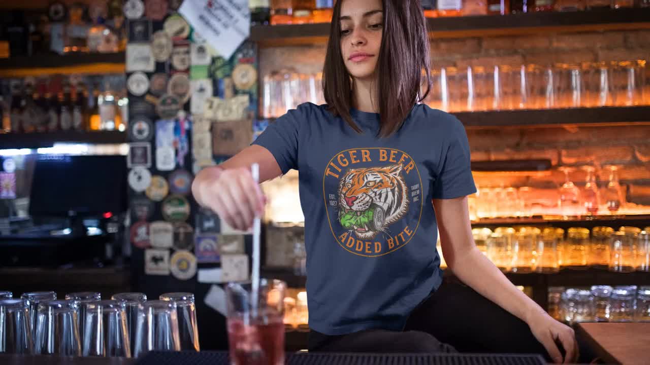 T-shirt Gildan Tiger Beer Foods - Unisexe, Drôle, Coton épais, Tailles S-5XL