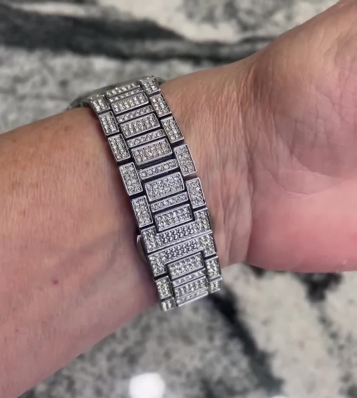 49 mm kristallen Ultra Apple Watch-band en/of zilveren pc-kristal dubbele rij Apple Watch-kast Geen scherm Kristallen band Apple Watch Ultra-cover video poster