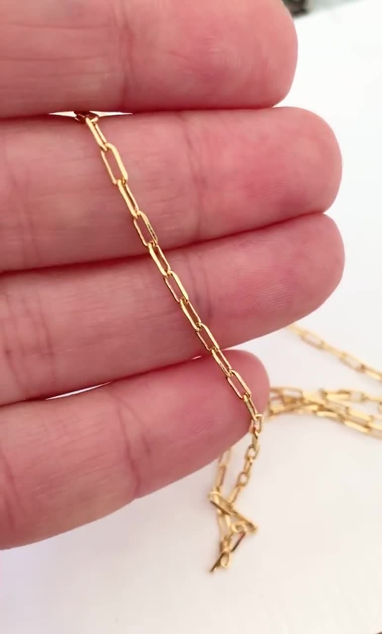 24K Ultra Shiny Rectangular Link Chain 1.8x4.9mm, 50cm Length of High Quality 24K Gold Plated Paperclip Chain video poster