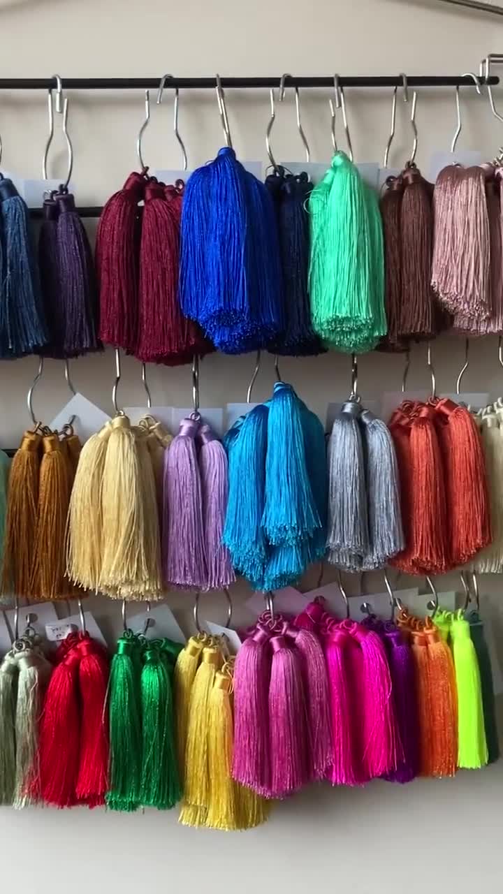 Tassel Pendants, 4 inch Silky Wrap Cap Threaded Tassels, Mala Tassel