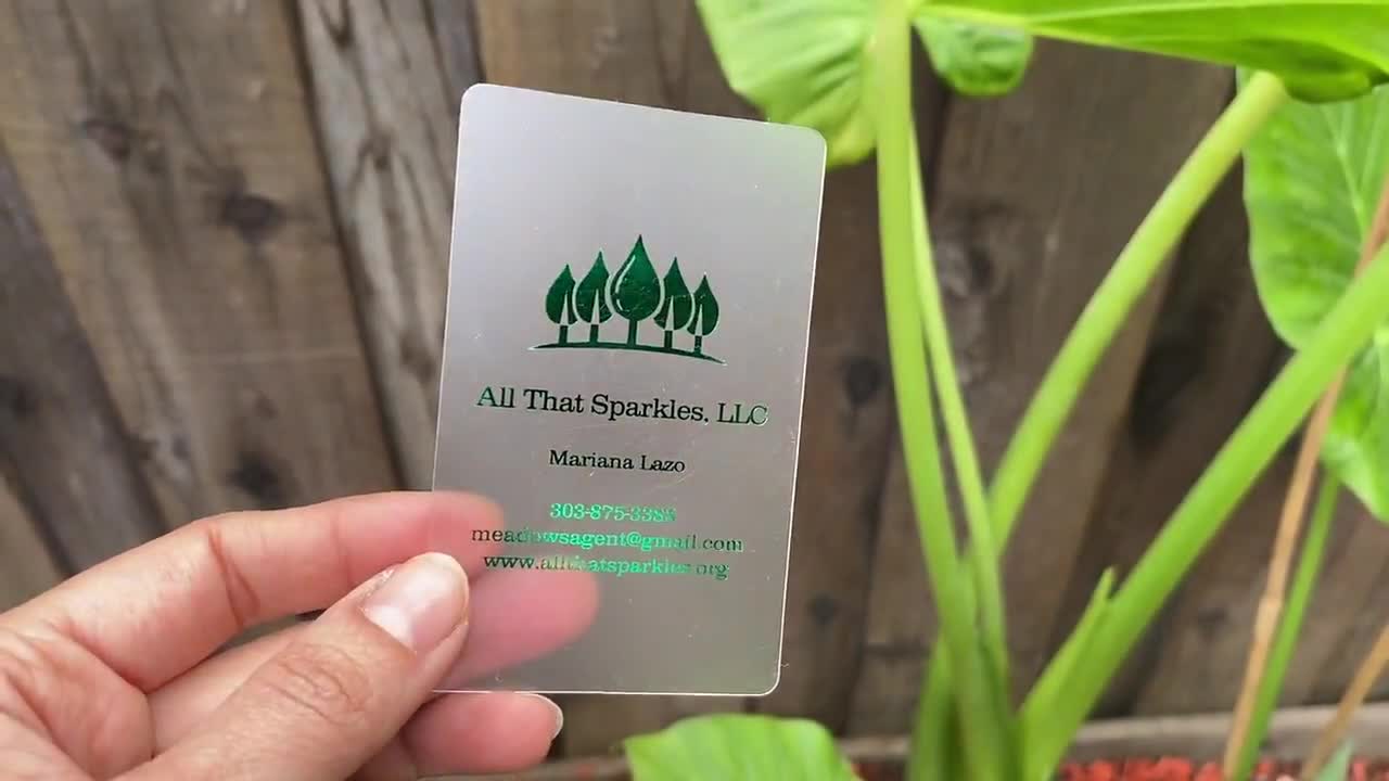 100 Business Cards Frosted Plastic Stock Green Metallic Foil - Etsy