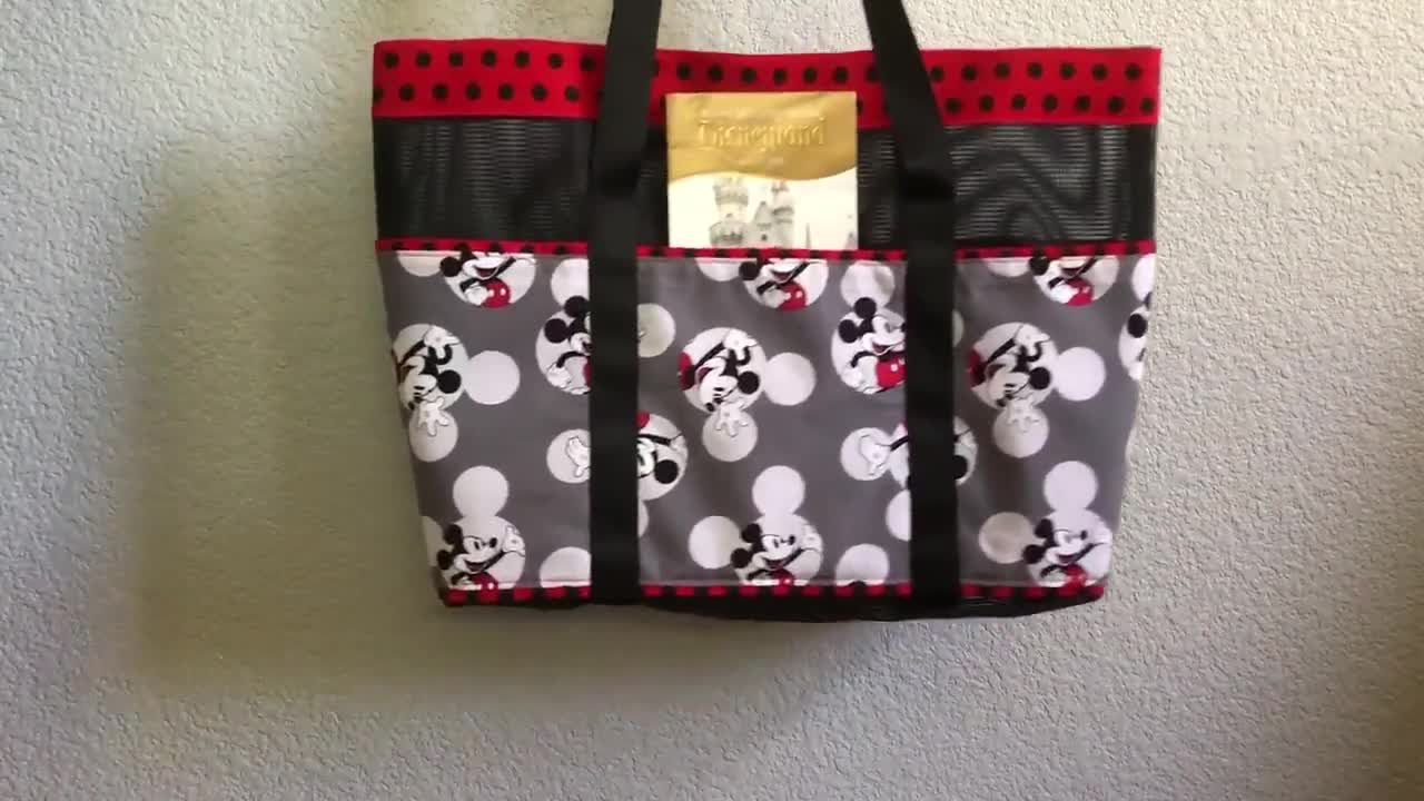 Minnie Mouse Stripe Tote Bag with Pockets, drink holder and magnetic closure, Large Mesh Shoulder baby bag video poster