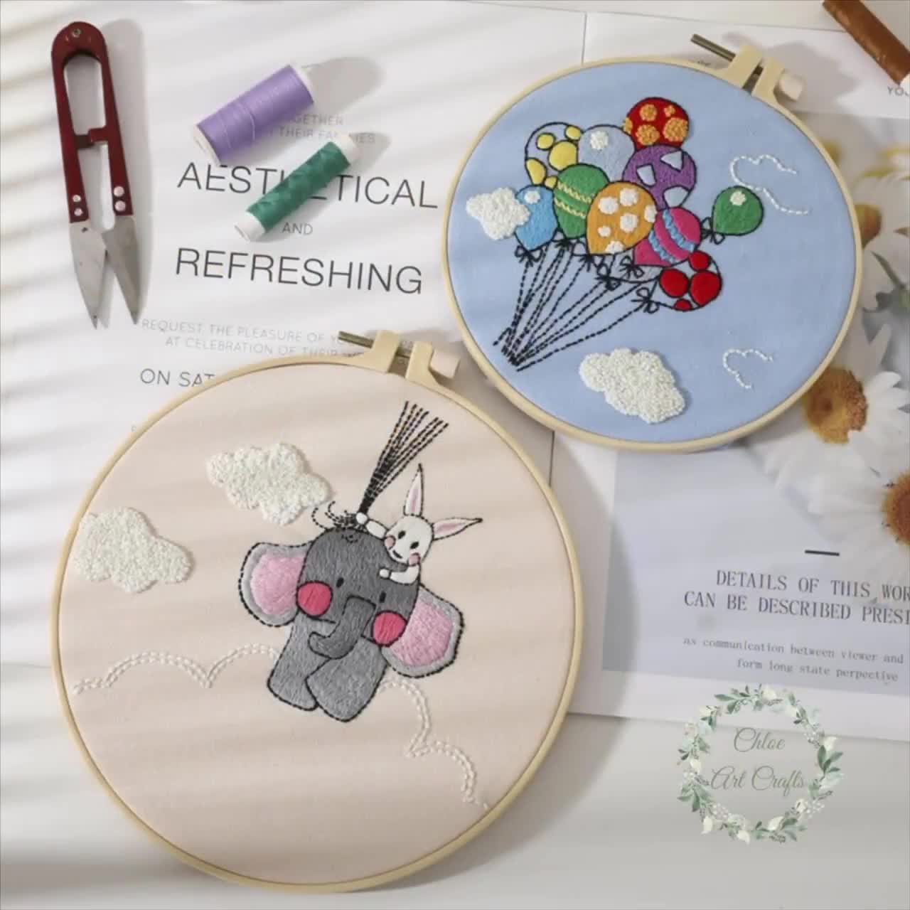 Embroidery Kit for Beginner Modern Crewel Embroidery Kit With Pattern  Floral Embroidery Full Kit With Needlepoint Hoop DIY Craft Kit 