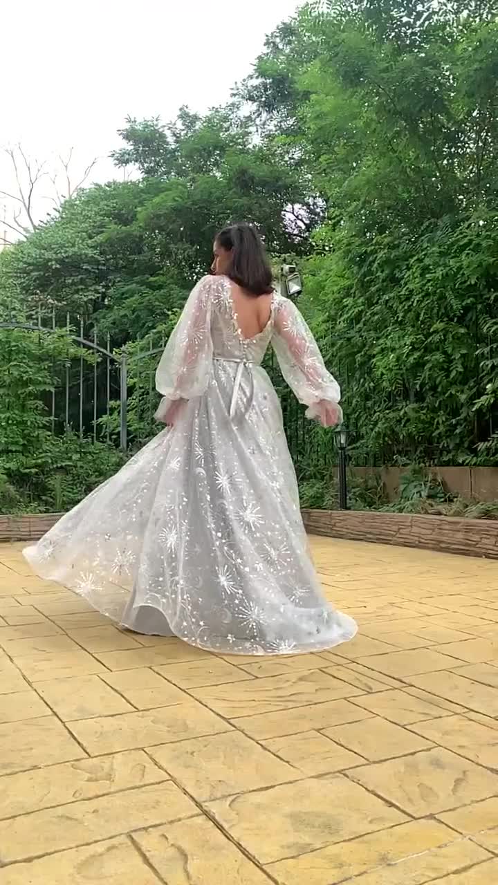 Unique Plus and Regular Size Fairytale Floral Embroidered Wedding