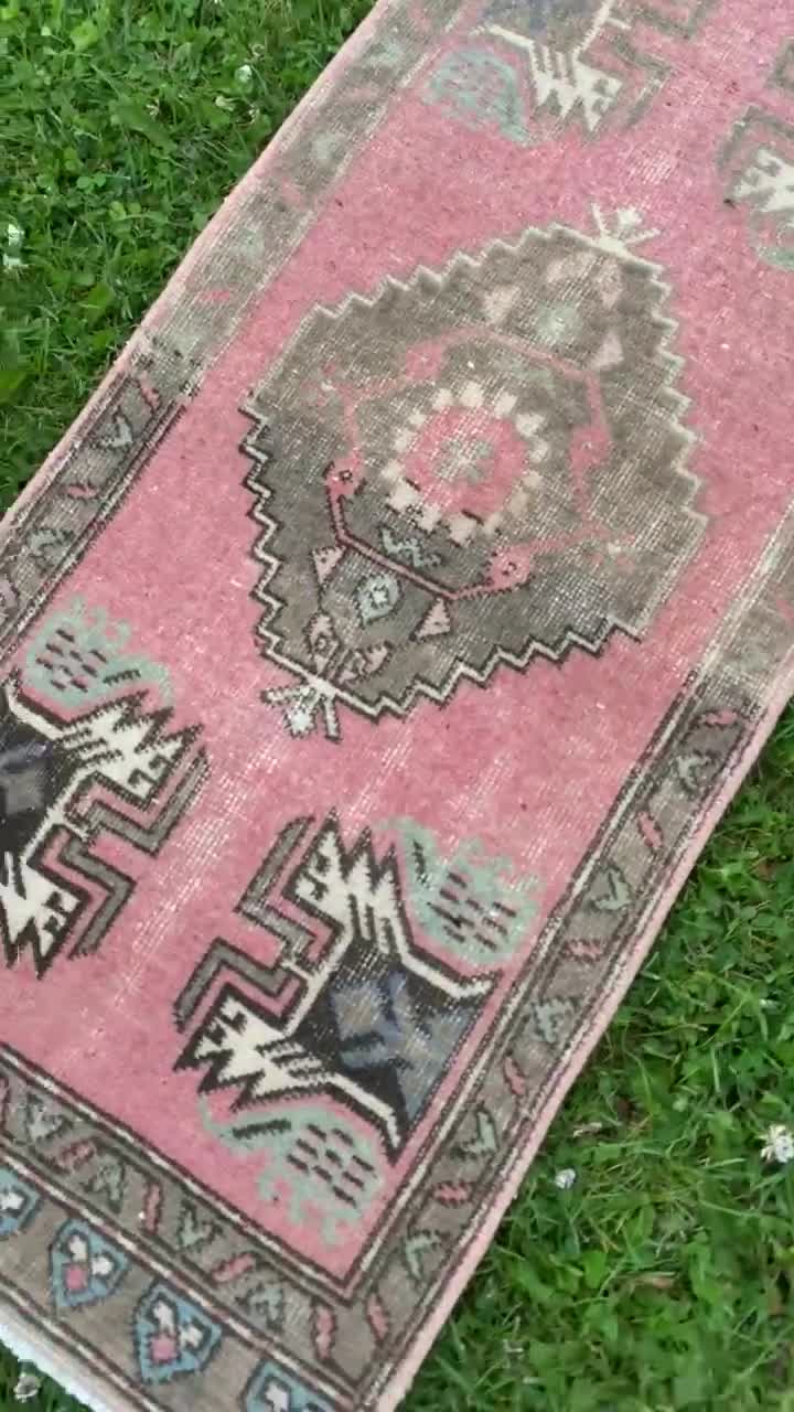 Pink Oushak Rug, 2x4 Muted Rug, Turkish Rug 2x4, Bathroom Rug, Nomadic offers Rug, 2x4 Outdoor Rug, Small Pink Rug, Anatolian Area Rug, 120x57 Cm