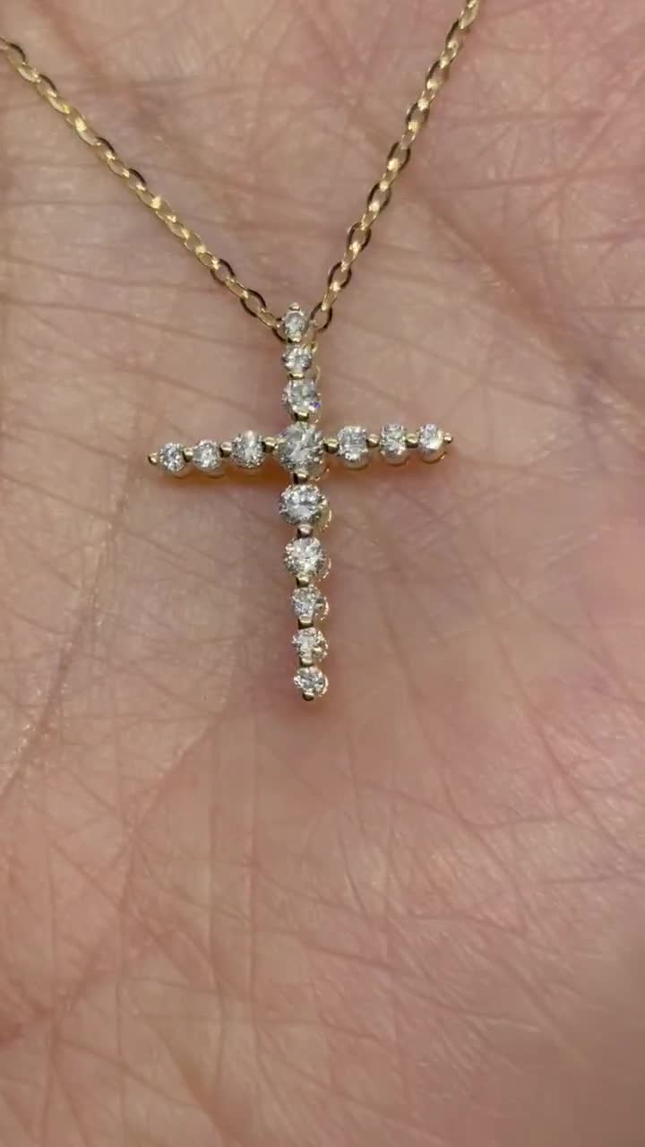 18K Real Gold Plated Diamond Cross Necklace – Cutethingscommin