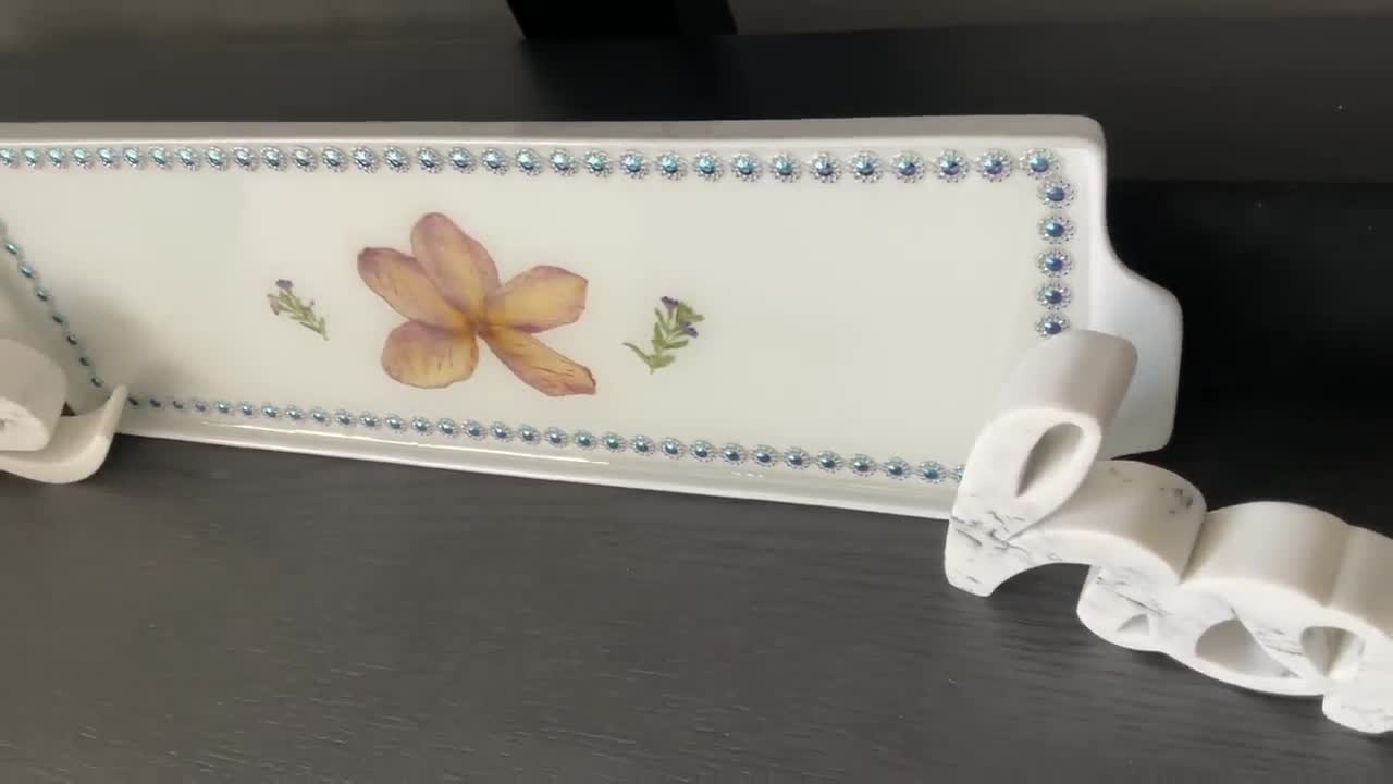 White One-of-a Kind Plumeria Tray 