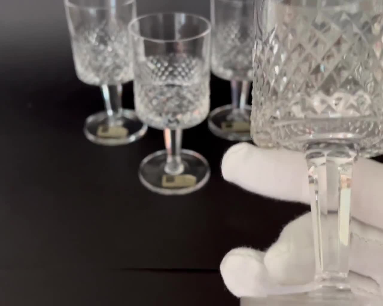 Lead Crystal Wine Glasses with Diamond Pattern from Barthmann