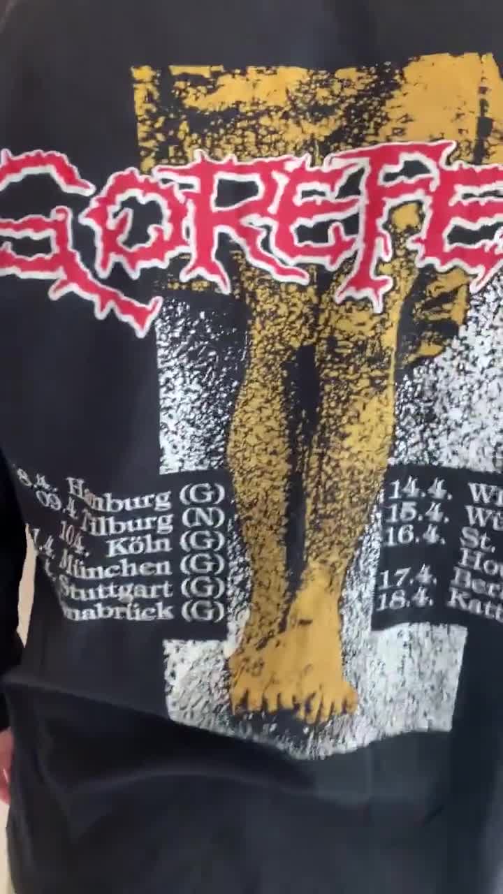 90s vintage Gorefest shirt Size X Large Vtg distressed black Death metal  Long sleeve Sz XL (vtg Dutch metal,vtg Nuclear Blast records shirt)