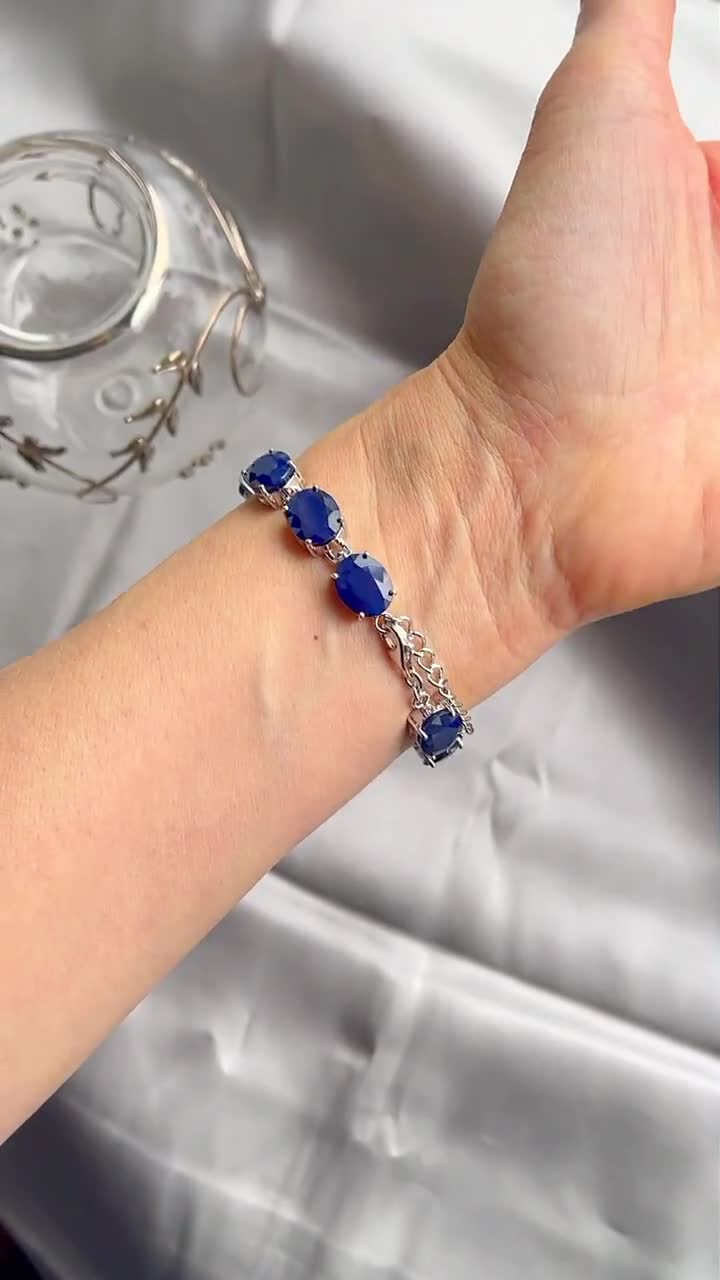Natural 3mm Sapphire Stone Beads Bracelet Fashion Pearl Charm Adjustable  Bracelets Yoga Reiki Energy Bracelet for Women Men