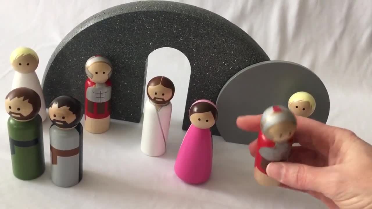 Large Easter Resurrection Creche Peg Doll Set Available in