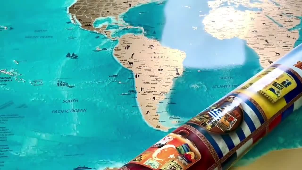 Carte du monde à gratter encadrée - Carte de voyage avec drapeaux des pays  et lignes nationales, carte de voyage personnalisée avec cadre, fabriquée