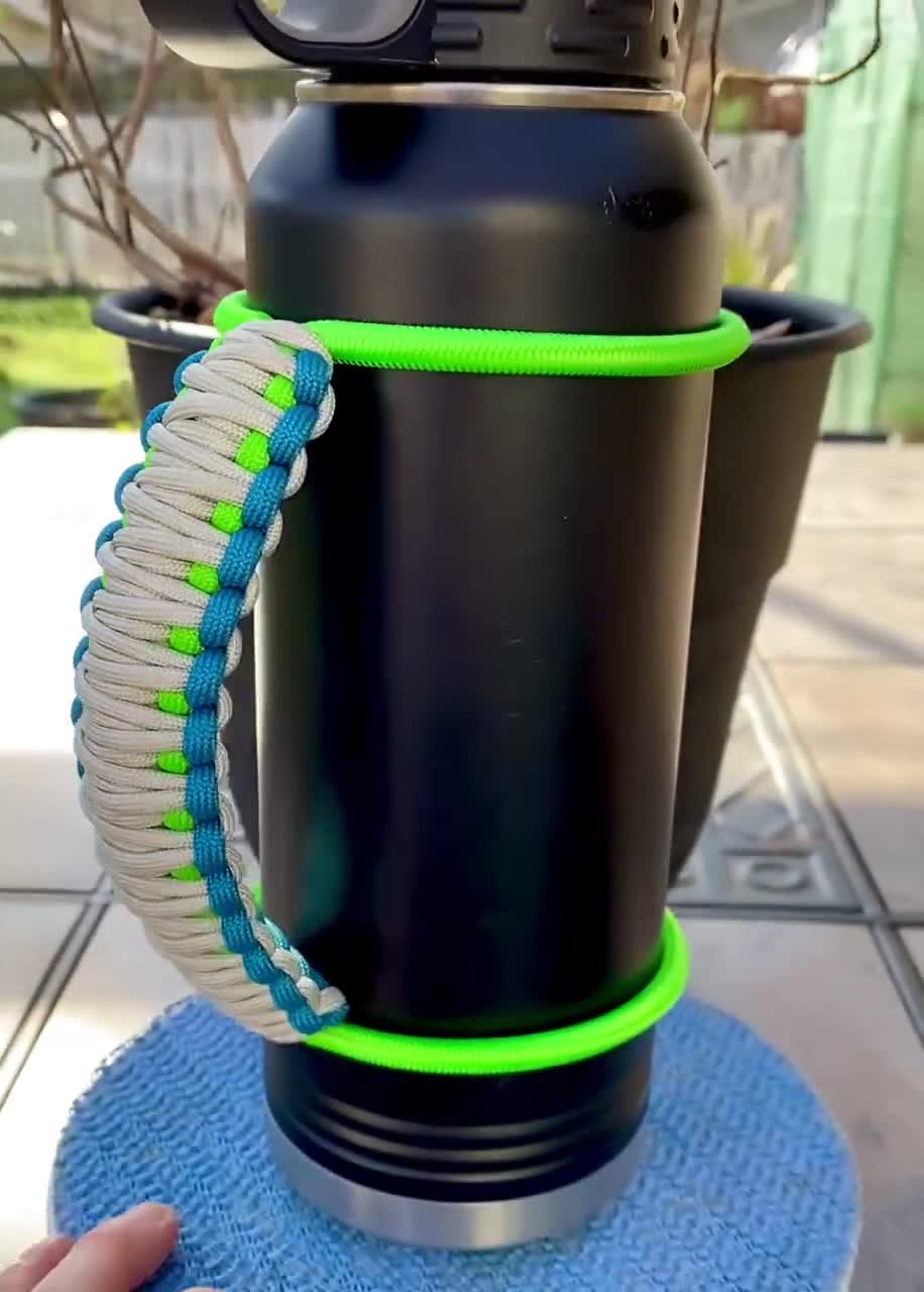 Water Bottle Handle, Paracord Water Flask Holder for Epoxy Coated,  Stainless Steel, Glitter Water Bottles Green Shockwave Midnight Blue 