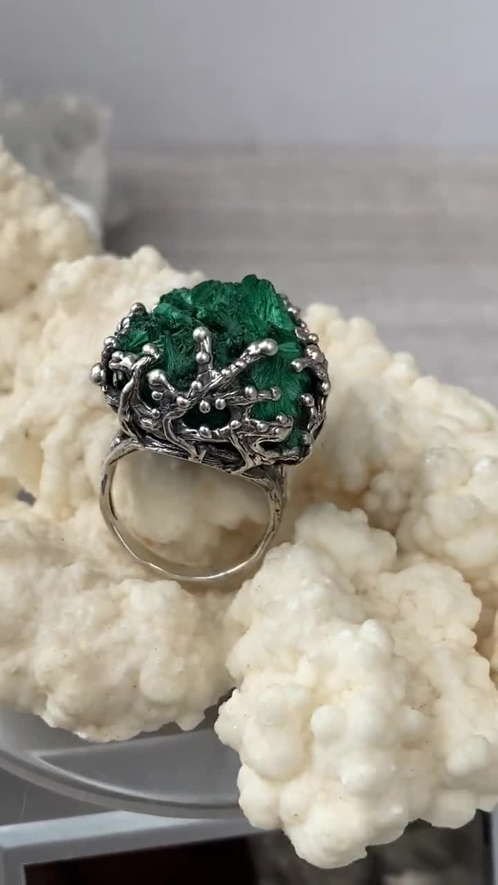 Ombre 2024 Green Stalactite Ring Agate Ring Silver Ring Adjustable Druzy Ring Stalactite Jewelry Green Agate Jewelry Druzy Jewelry Drusy