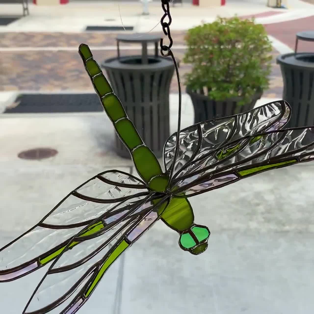 トンボ - 手作りの3次元ステンドグラスのトンボサンキャッチャー