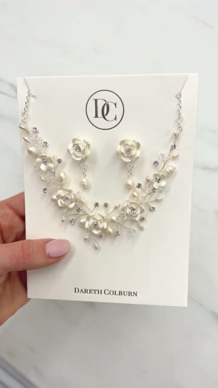 Erma Petite Pearl & Floral Clip - Shop Bridal Accessories | Dareth Colburn Silver