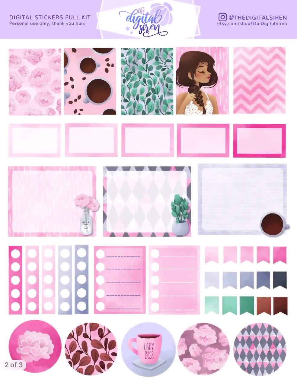 Lady Boss Planner Stickers, 112 PNG Stickers, Goodnotes (Digital Download) video poster