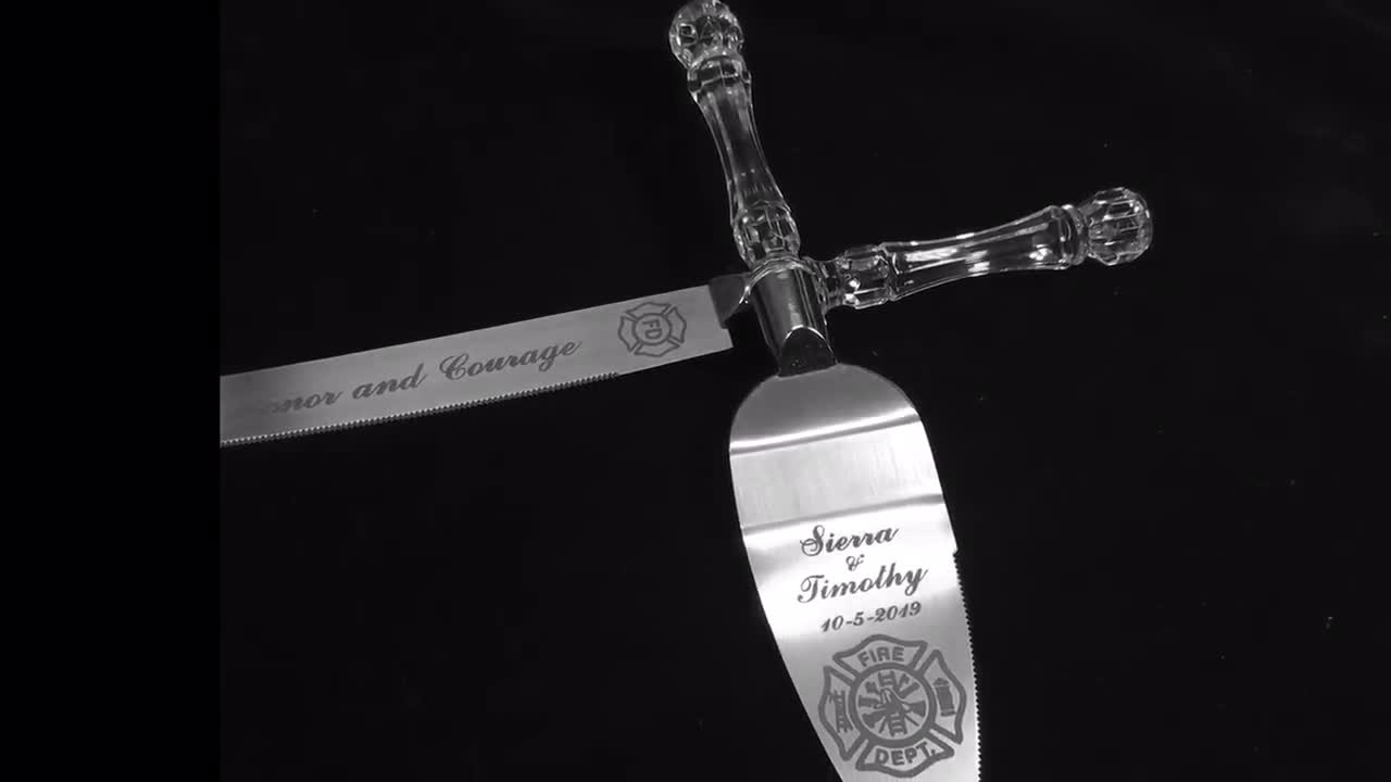 Aaron's sale Limited Firefighter Maltese Couple, Wedding Cake Knife and Server with Names and Date FREE