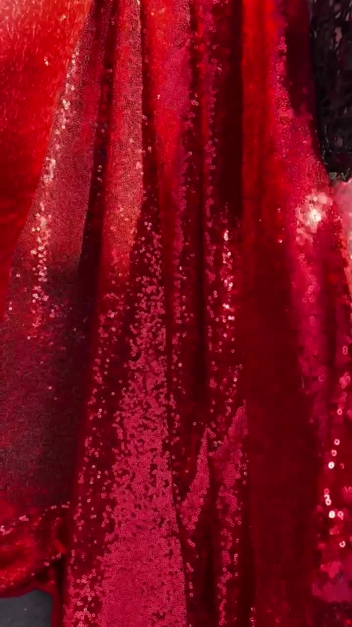 FUHSY Red Sequin Fabric Stretch Big Sequins Velvet Fabric by The Yard 6  Yards Sequin Material Fabric for Sewing Cloth Glitter Linen Sequence  Fabrics