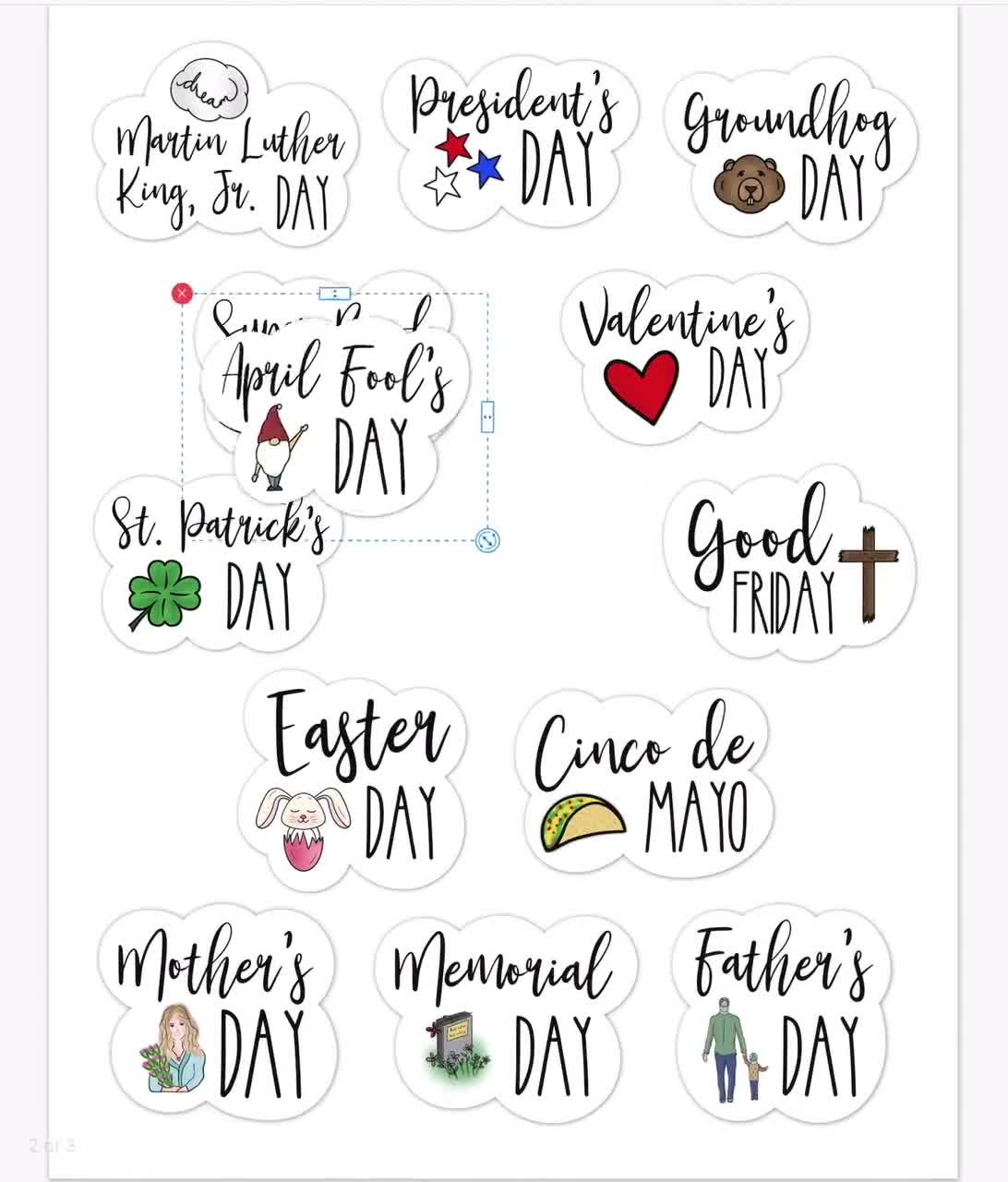 NATIONAL U.S. HOLIDAYS Digital Stickers, Goodnotes Stickers