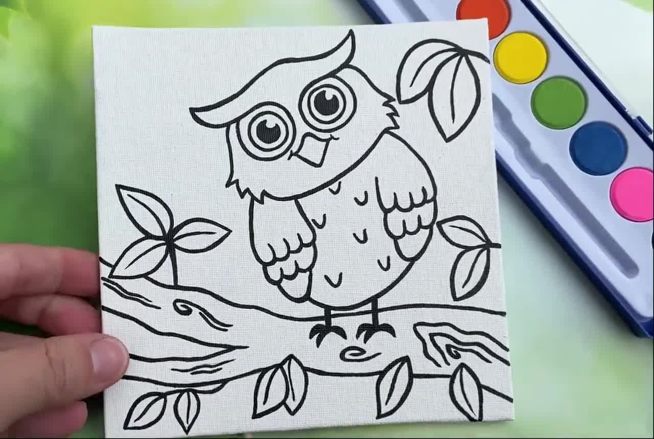 How to Draw an Easy Owl Tutorial Video and Owl Coloring Page