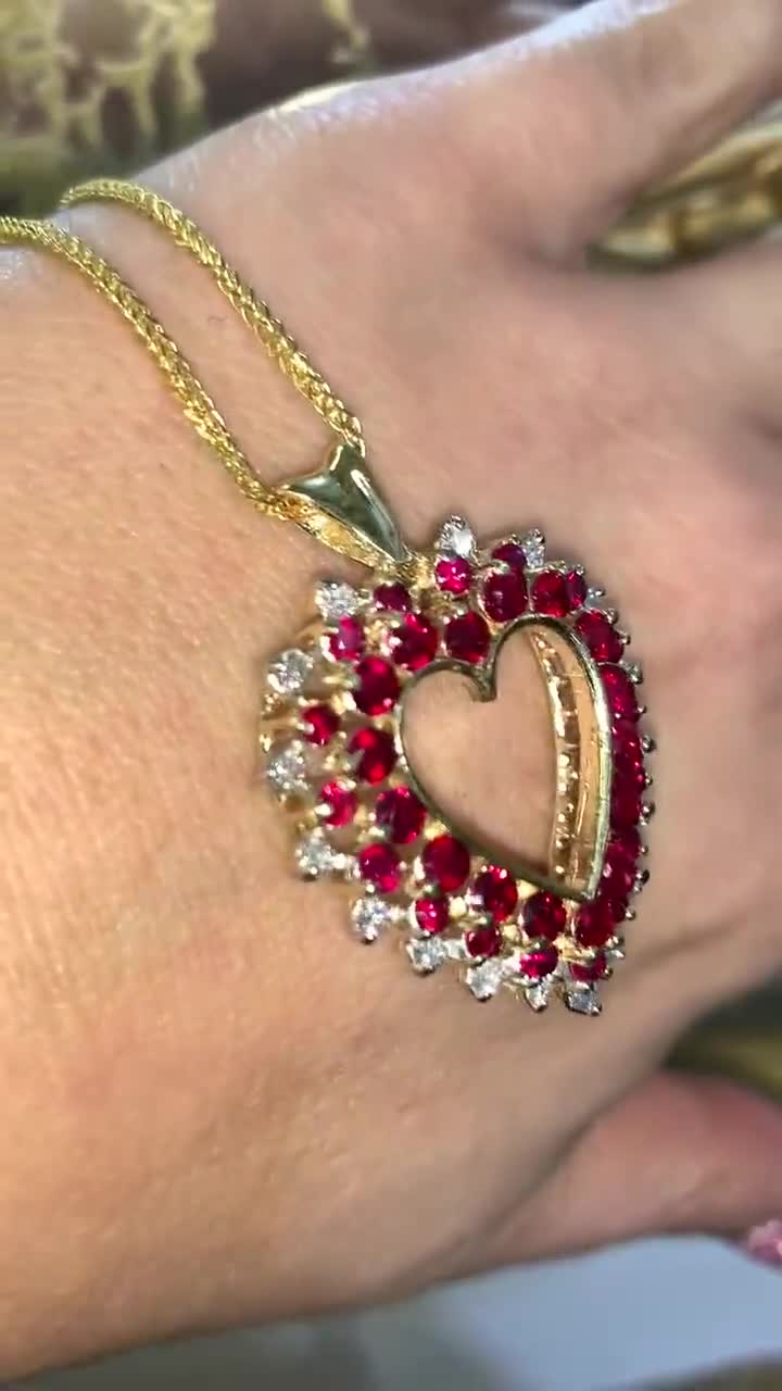 14k gold deals ruby heart necklace