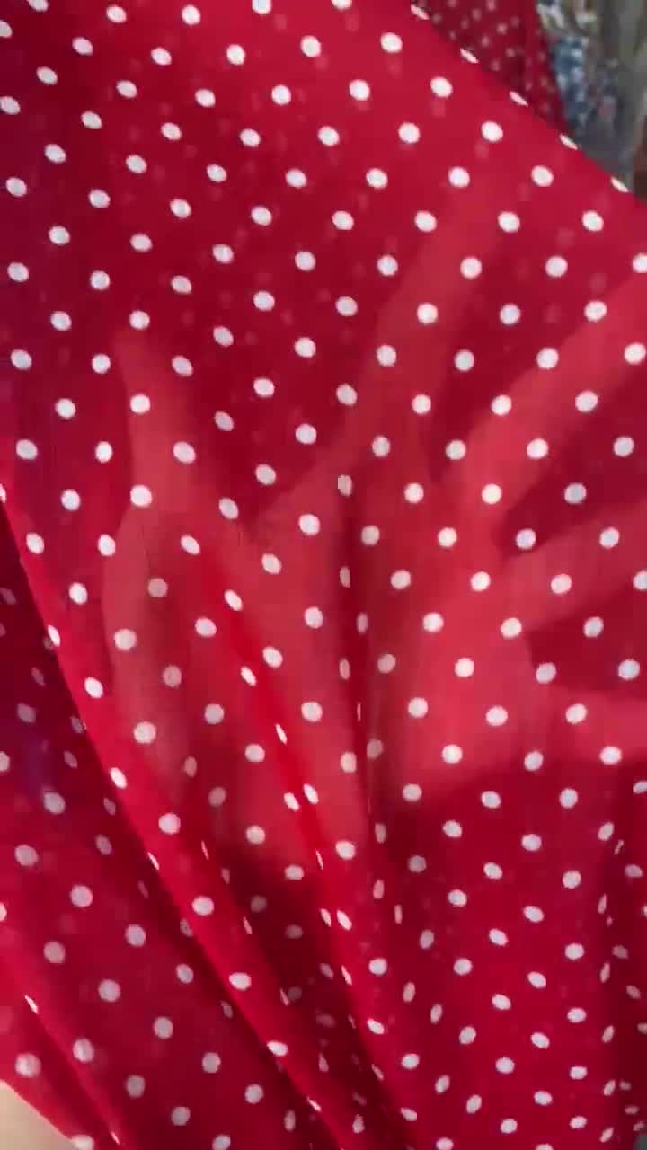 Red and white polka deals dot chiffon fabric