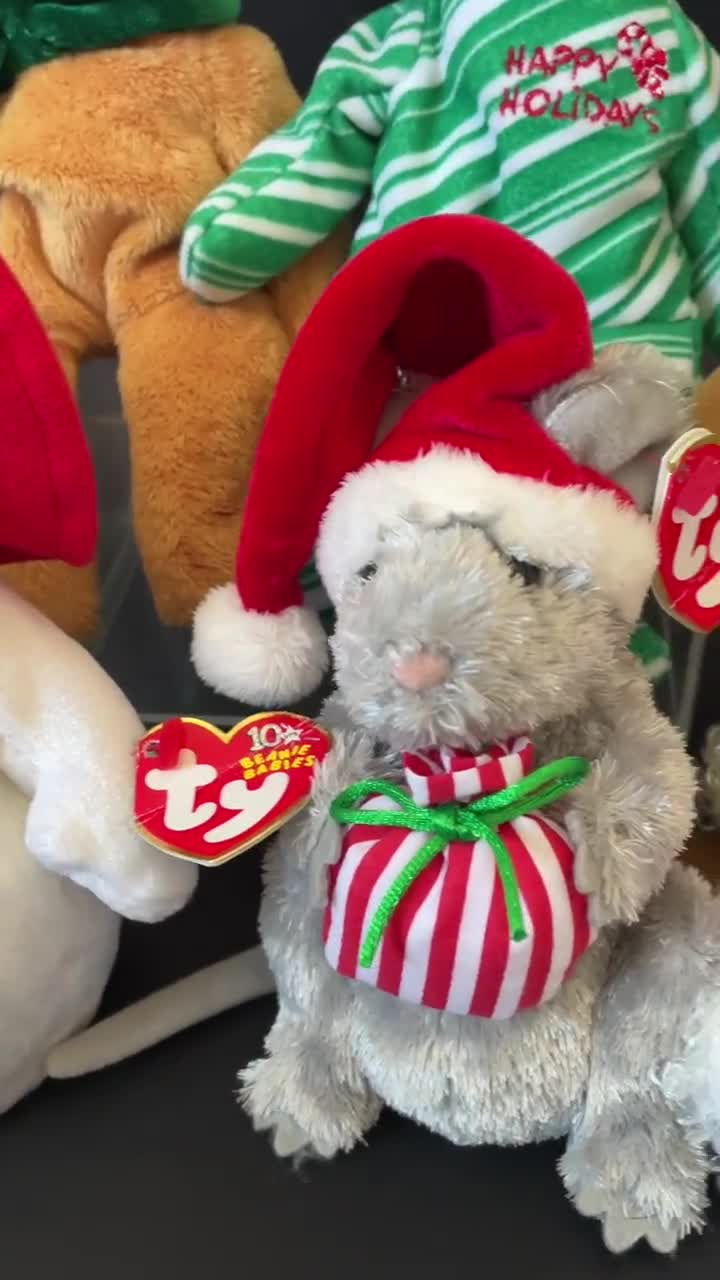 Christmas beanie babies TY Chillin Snowman Plush Ty Jinglemouse mouse  beanie baby bear Christmas TY Holiday Teddy Candy Cane TY Merrybelle