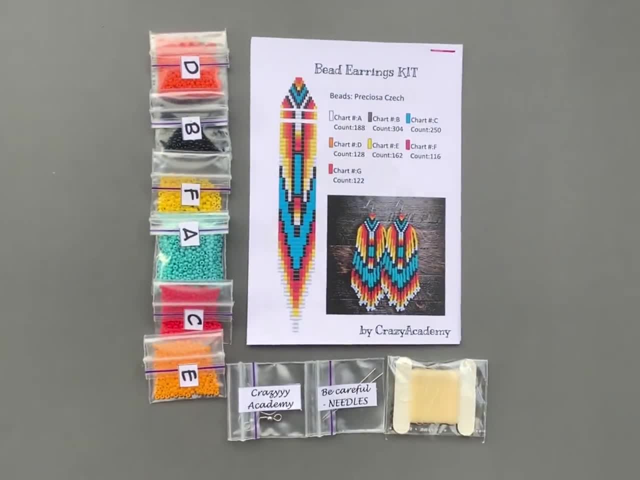 Kit para hacer pendientes de cuentas de flecos de estilo americano Patrón  de aretes coloridos de bricolaje Joyería hacer artesanía para adultos Kit  tutorial de puntada de ladrillo de cuentas 