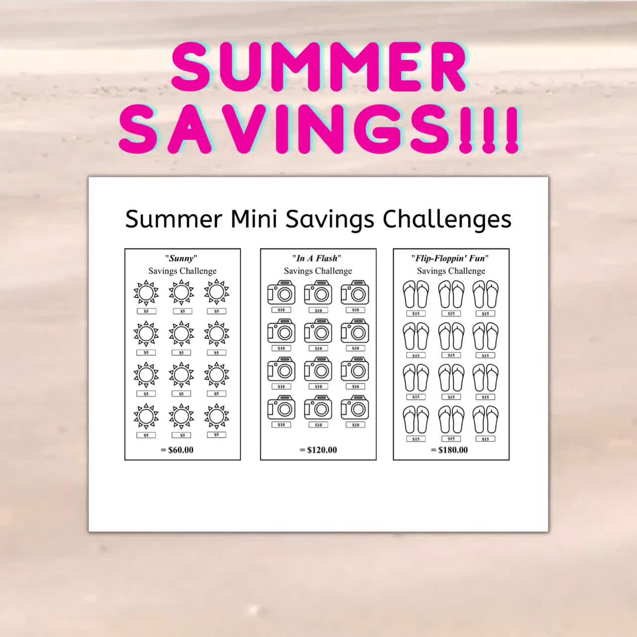 Summer Savings Challenge Printable, Savings Tracker, Savings Goal, Summer  Savings, Summer Challenge, Money Challenge, Financial Peace 