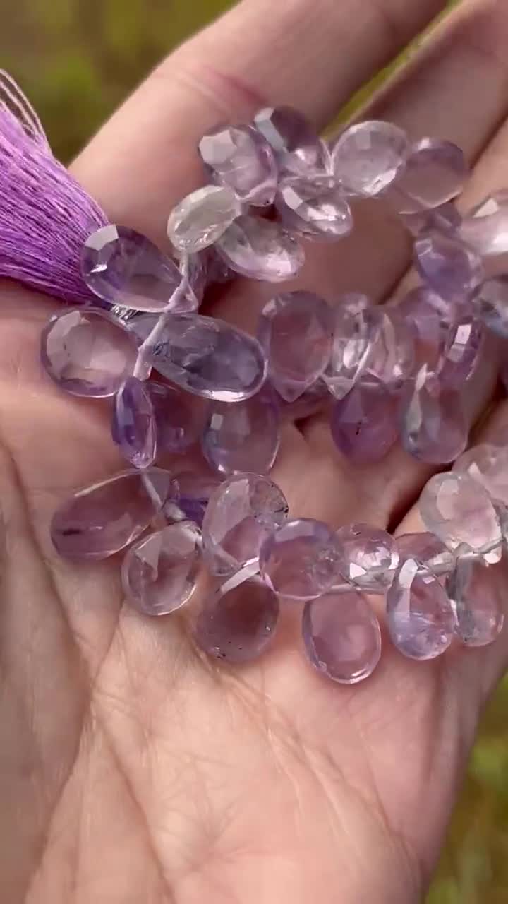 Hot Natural Pink Amethyst Teardrops Beads 9x13mm to 10x18mm Faceted Tear Drop Briolettes Gemstone Beads AAA Amethyst Beads Strand 10 Pcs No5273