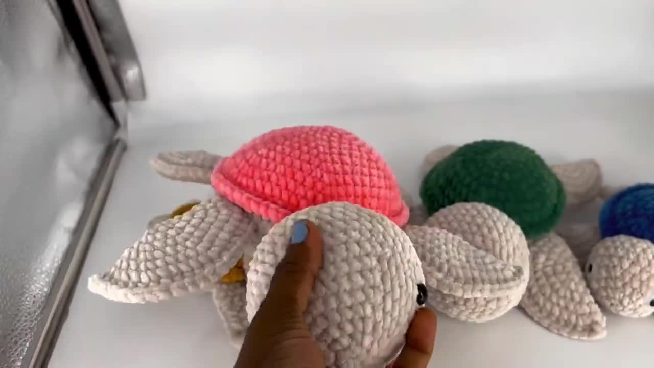 Turtle crochet plush - 9.5 in/24cm - soft yarn amigurumi
